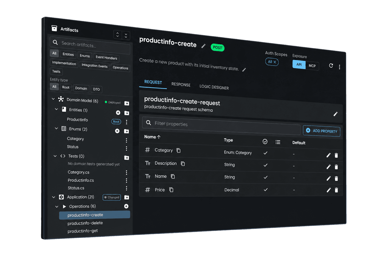 Create real business services operation screen